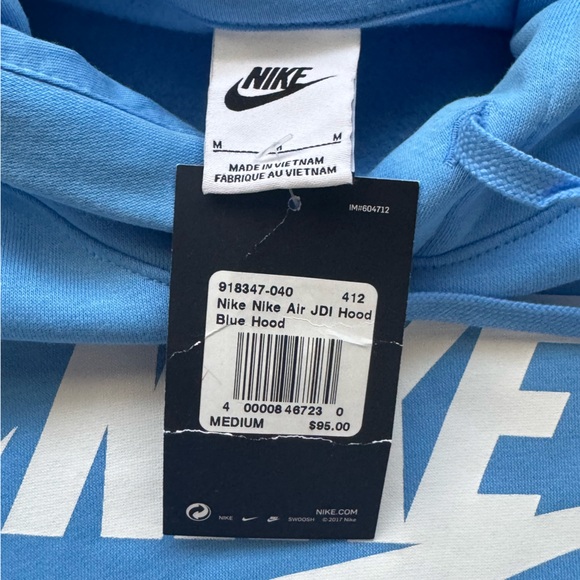 Nike Air "Just Do It" Pullover Hoodie - NWT - University Blue - Size M - Picture 8 of 8